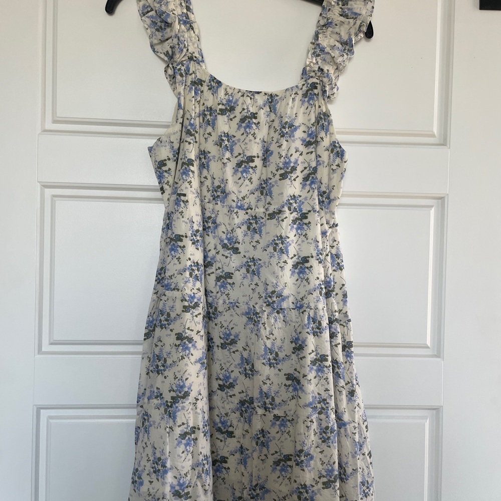 Heartloom Floral Dress with Blue and White Pattern